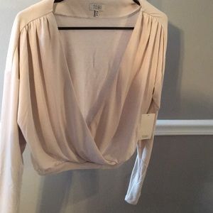 Cream Deep V long sleeve